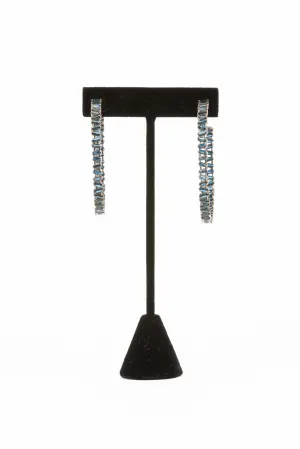 Sapphire Baguette Hoop Earrings