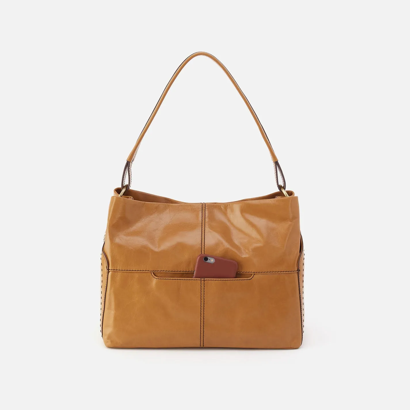 Seneca Shoulder Bag In Polished Leather - Natural