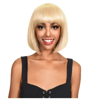 Short Bob Wig with Bangs - Grey/yellow