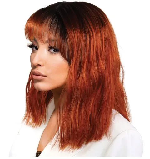 Shoulder Length Loose Curl Lace Front Wig - Bronze