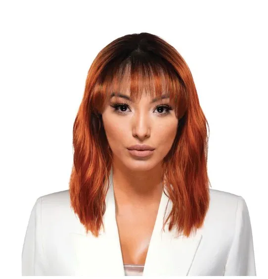 Shoulder Length Loose Curl Lace Front Wig - Bronze