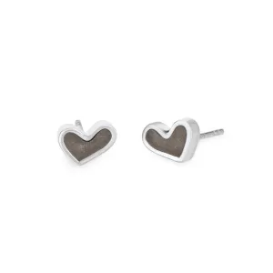Signature Heart Stud Cremation Earrings in 14K White Gold