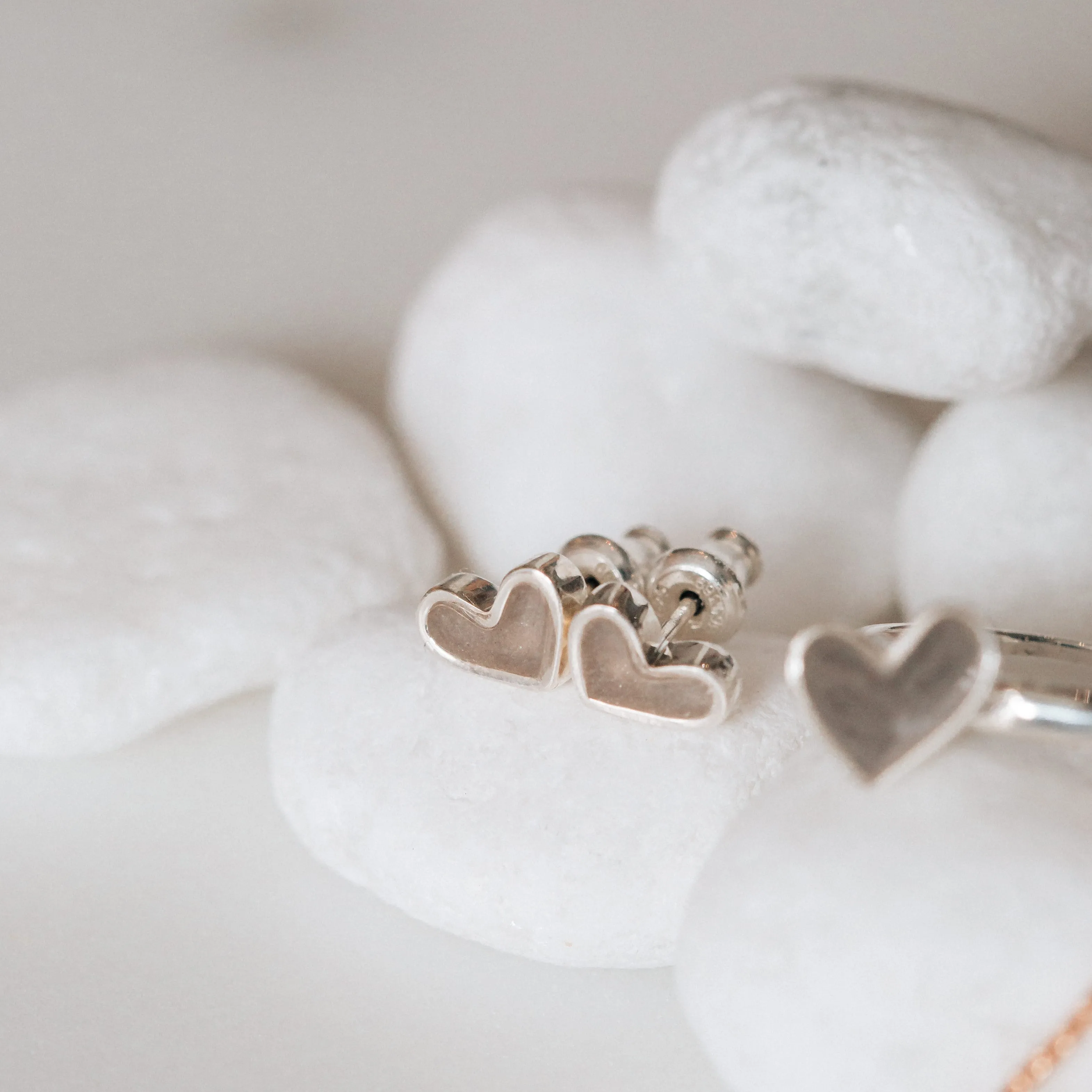 Signature Heart Stud Cremation Earrings in 14K White Gold