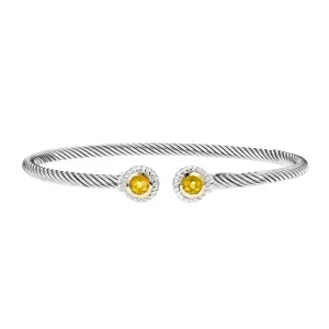 Silver & 18K Round Tip Citrine Bracelet