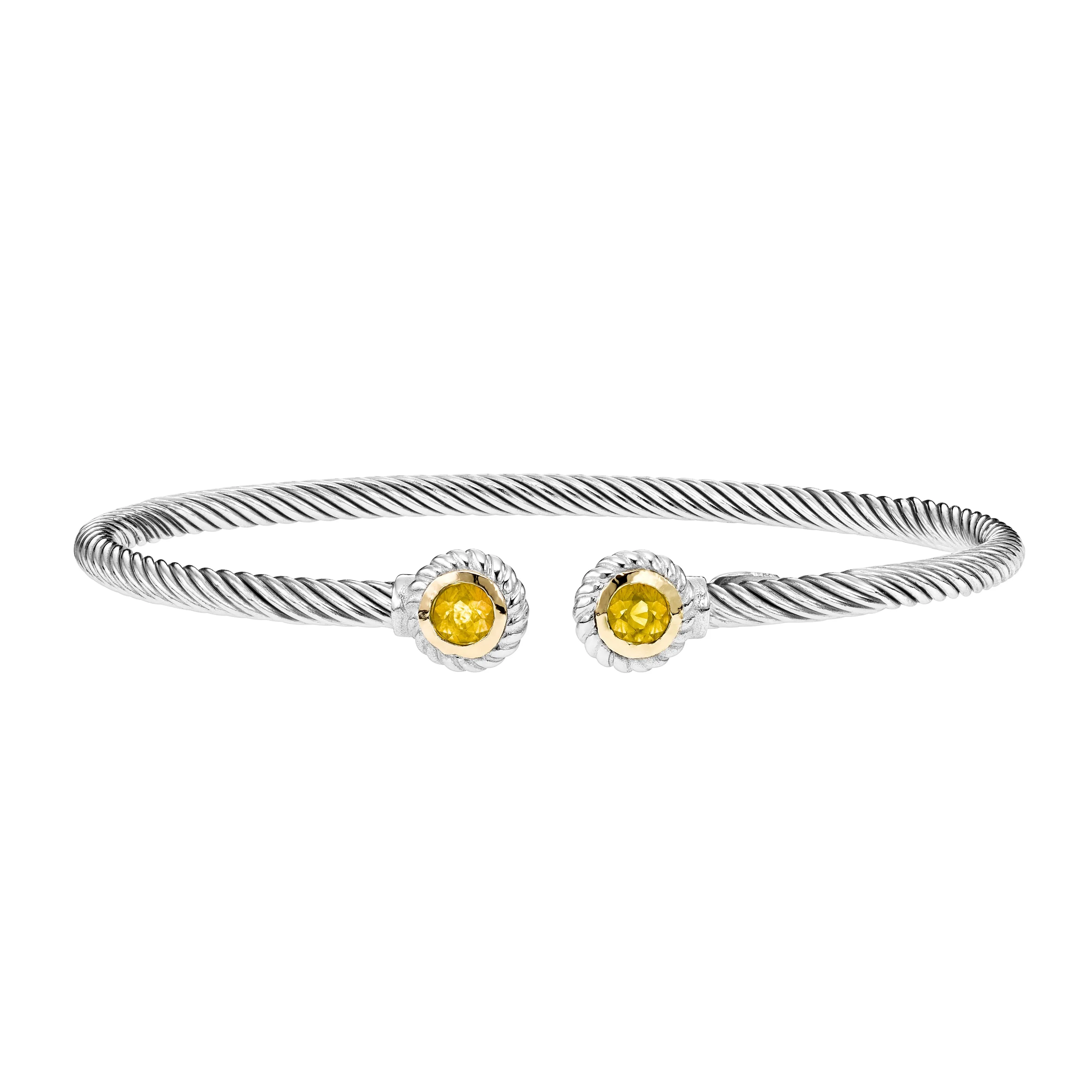 Silver & 18K Round Tip Citrine Bracelet