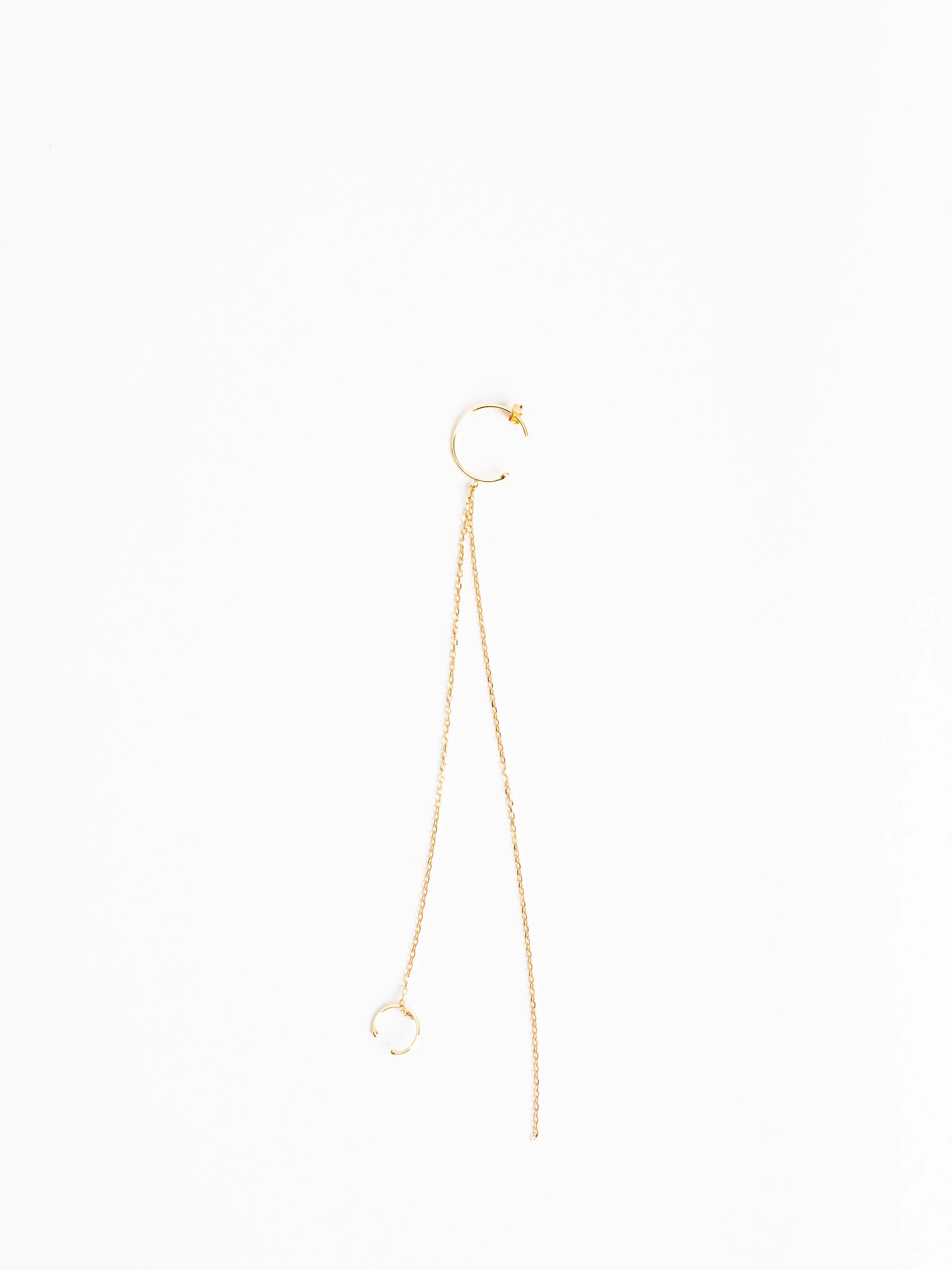 single hoop earring with hanging chain