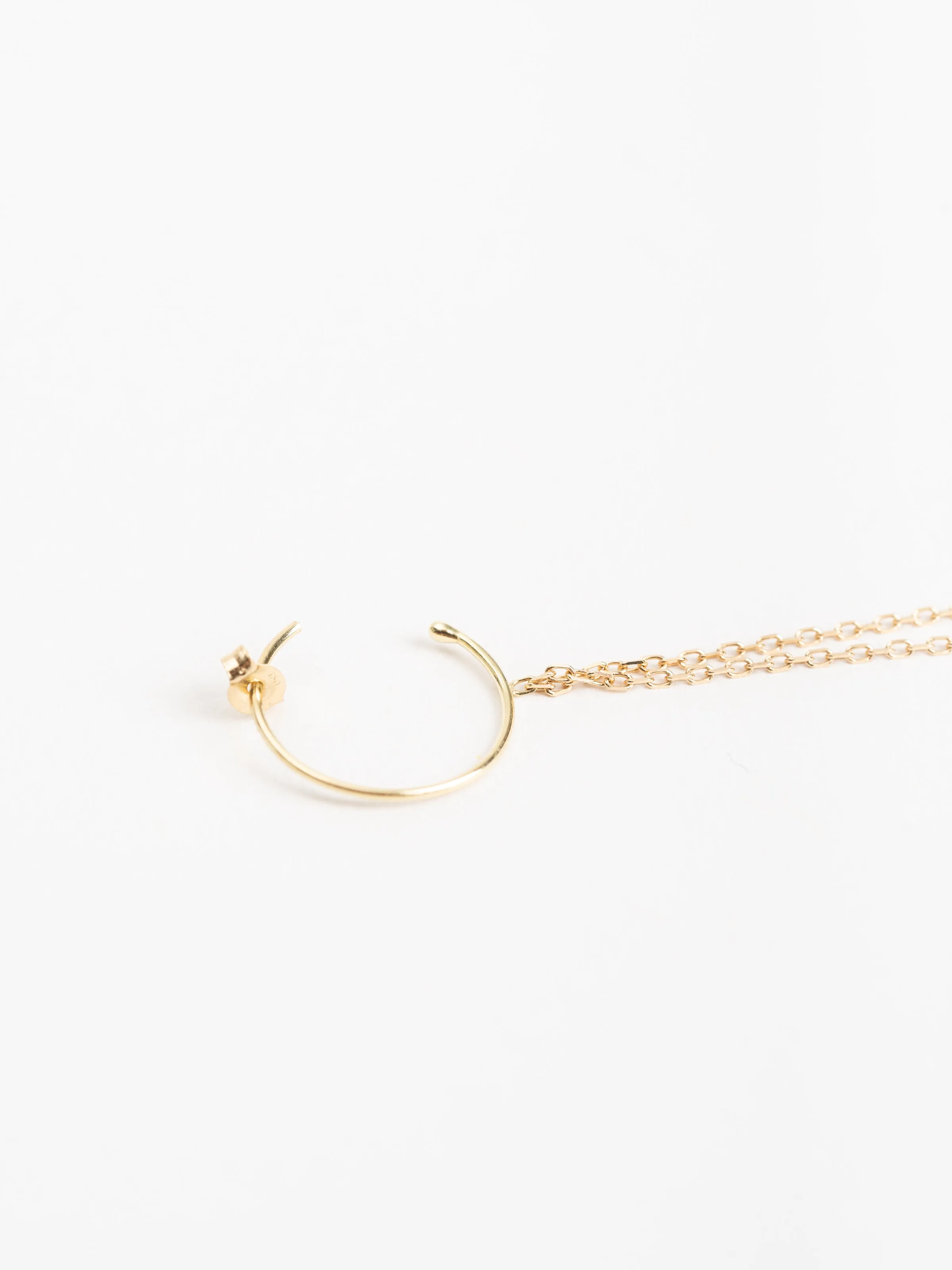 single hoop earring with hanging chain