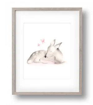 Sleeping Baby Fawn Nursery Art Print