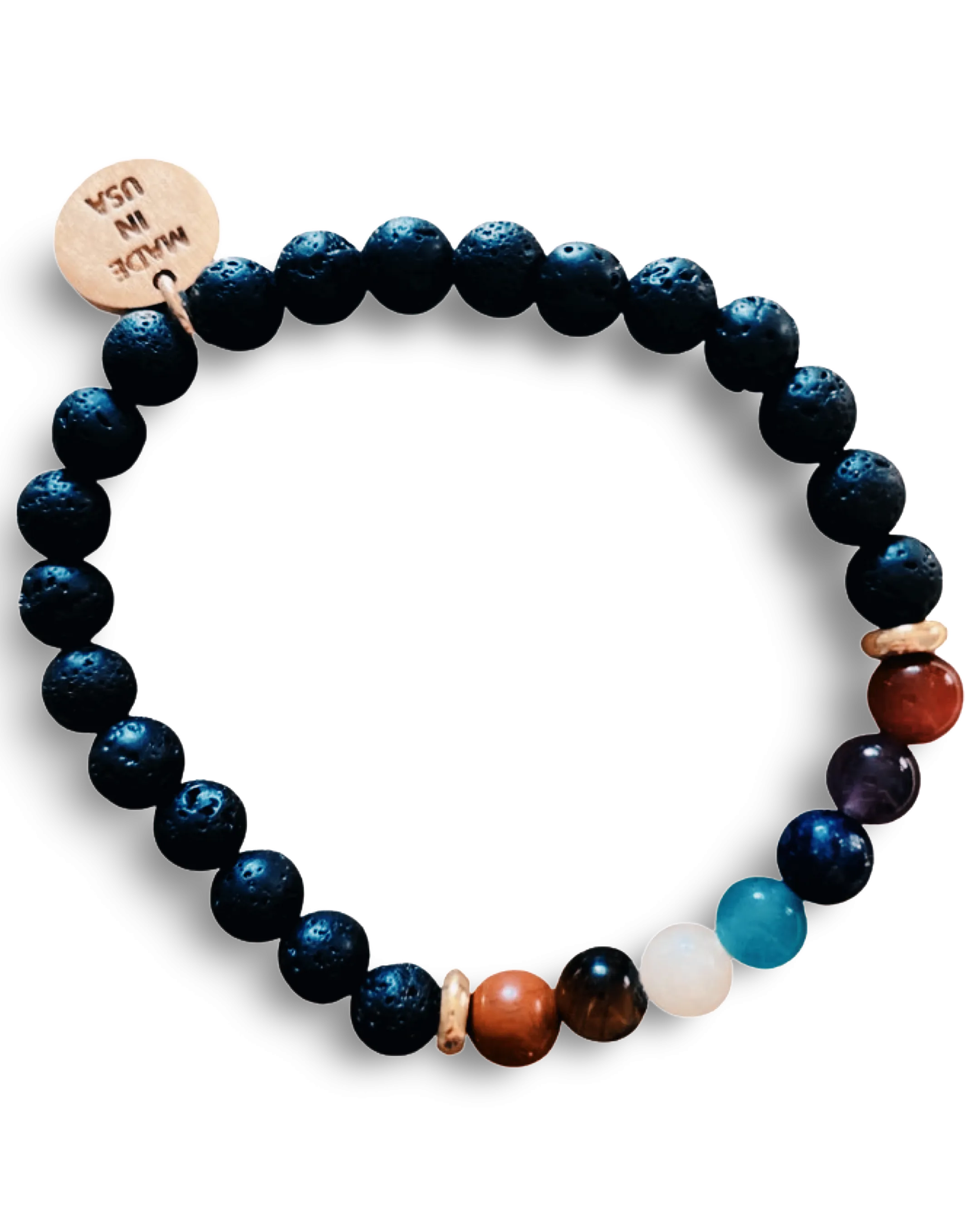 Small Black Lava Rock Chakra Bracelet