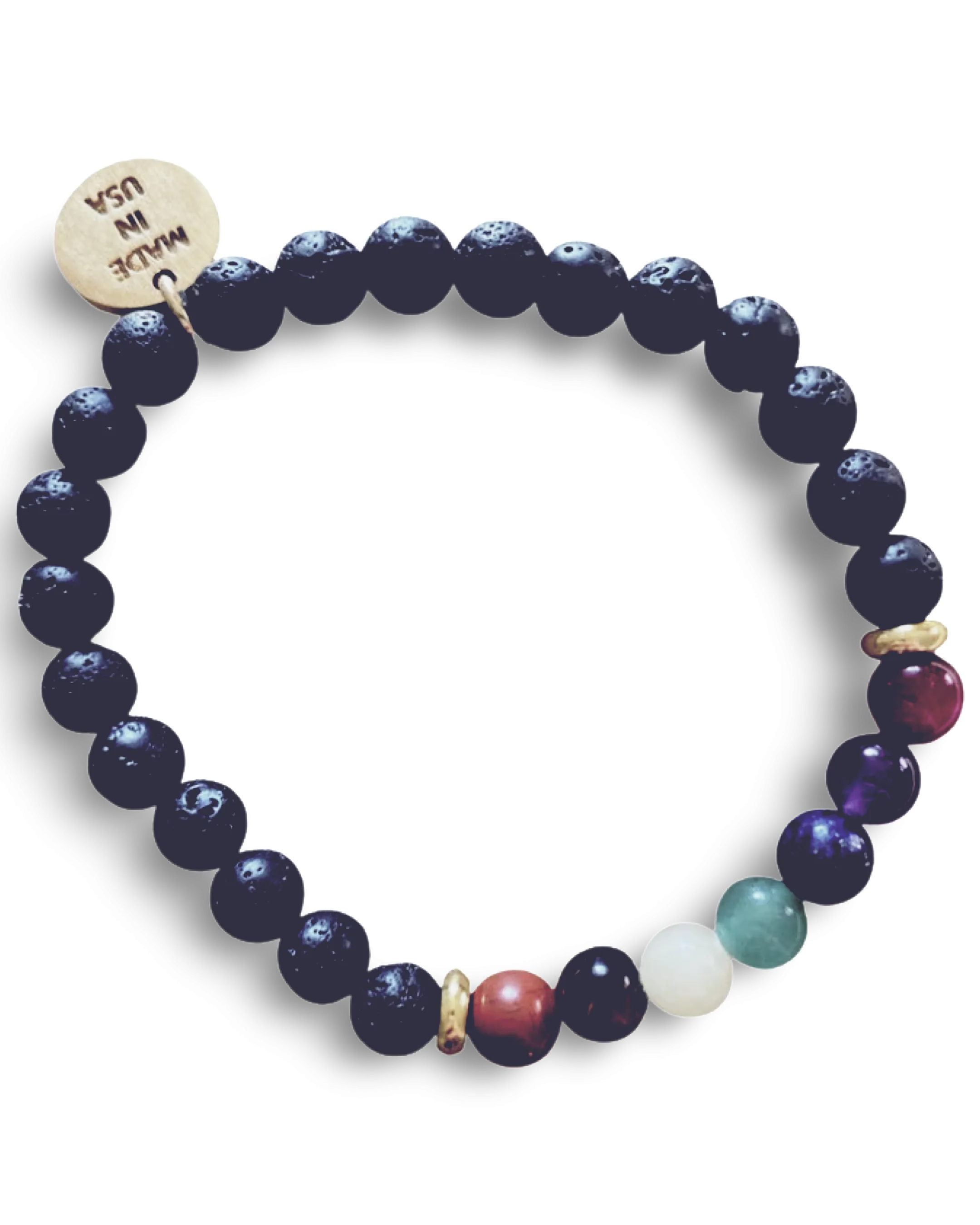 Small Black Lava Rock Chakra Bracelet