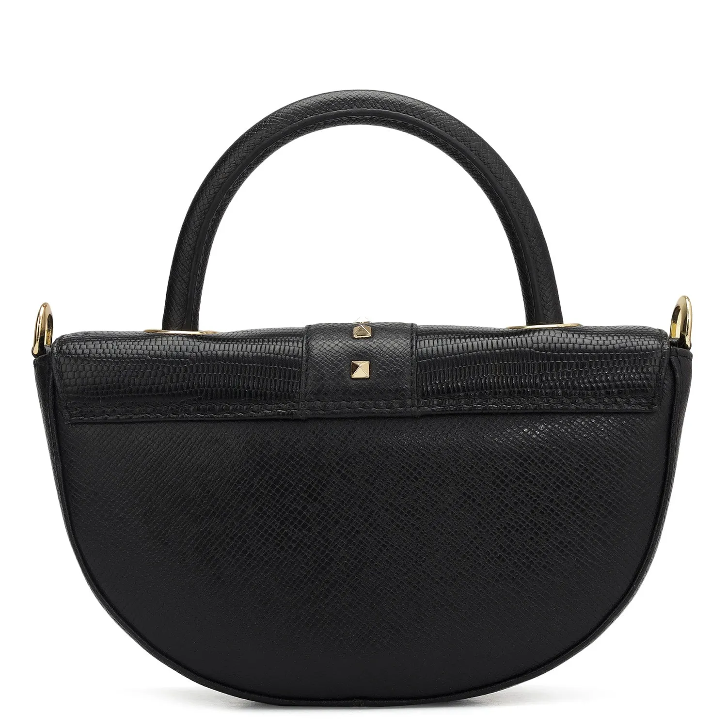 Small Lizard Franzy Leather Satchel - Black