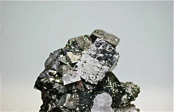 SOLD Pyrite on Arsenopyrite with Sphalerite and Quartz, Trepca Complex near Mitrovica, Kosovska Municipality, Kosovo, Mined 2014, Miniature 3.5 x 4.5 x 5.0 cm, $50.  Online 11/13/14.