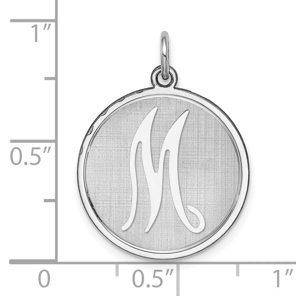 Sterling Silver Brocaded Initial M Charm