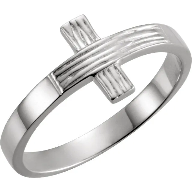 Sterling Silver CROSS RUGGED CHASTITY RING W/BOX, Size 12