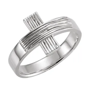 Sterling Silver CROSS RUGGED CHASTITY RING W/BOX, Size 12