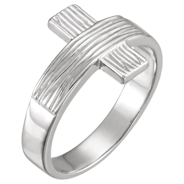 Sterling Silver CROSS RUGGED CHASTITY RING W/BOX, Size 12