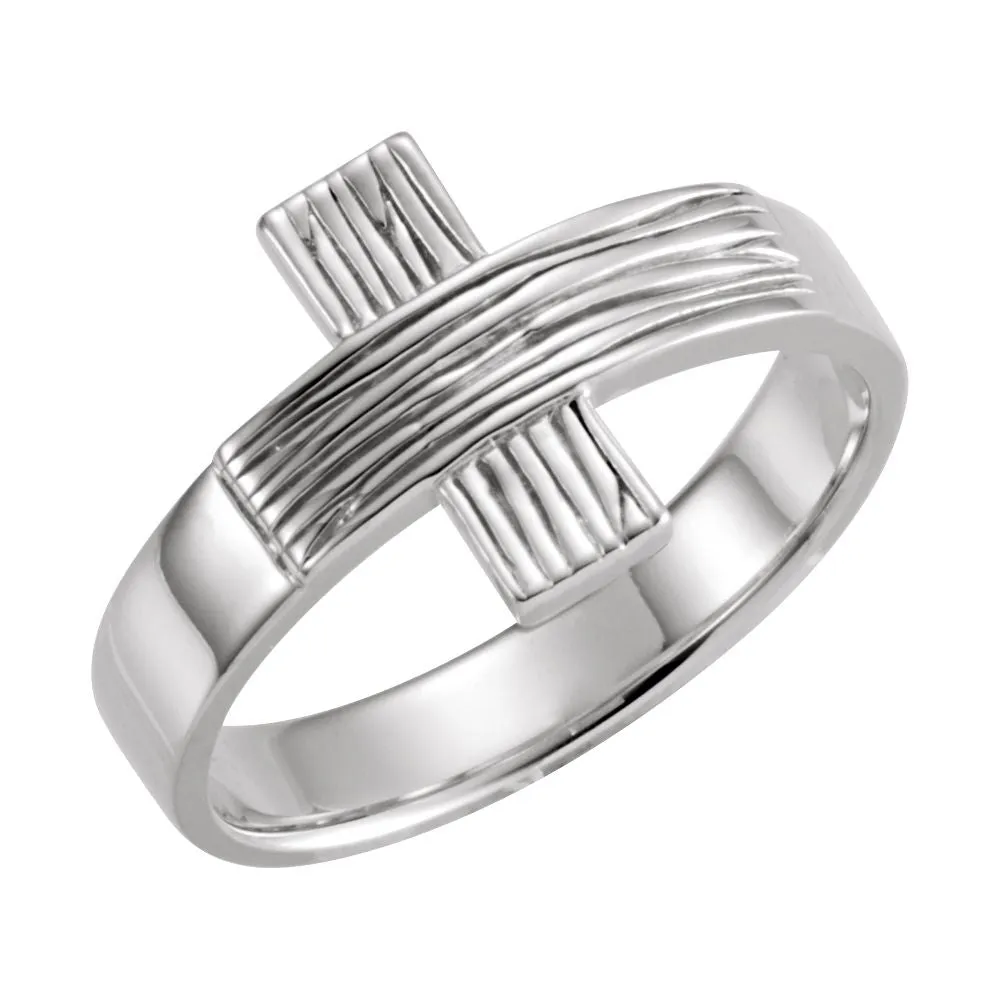Sterling Silver CROSS RUGGED CHASTITY RING W/BOX, Size 12
