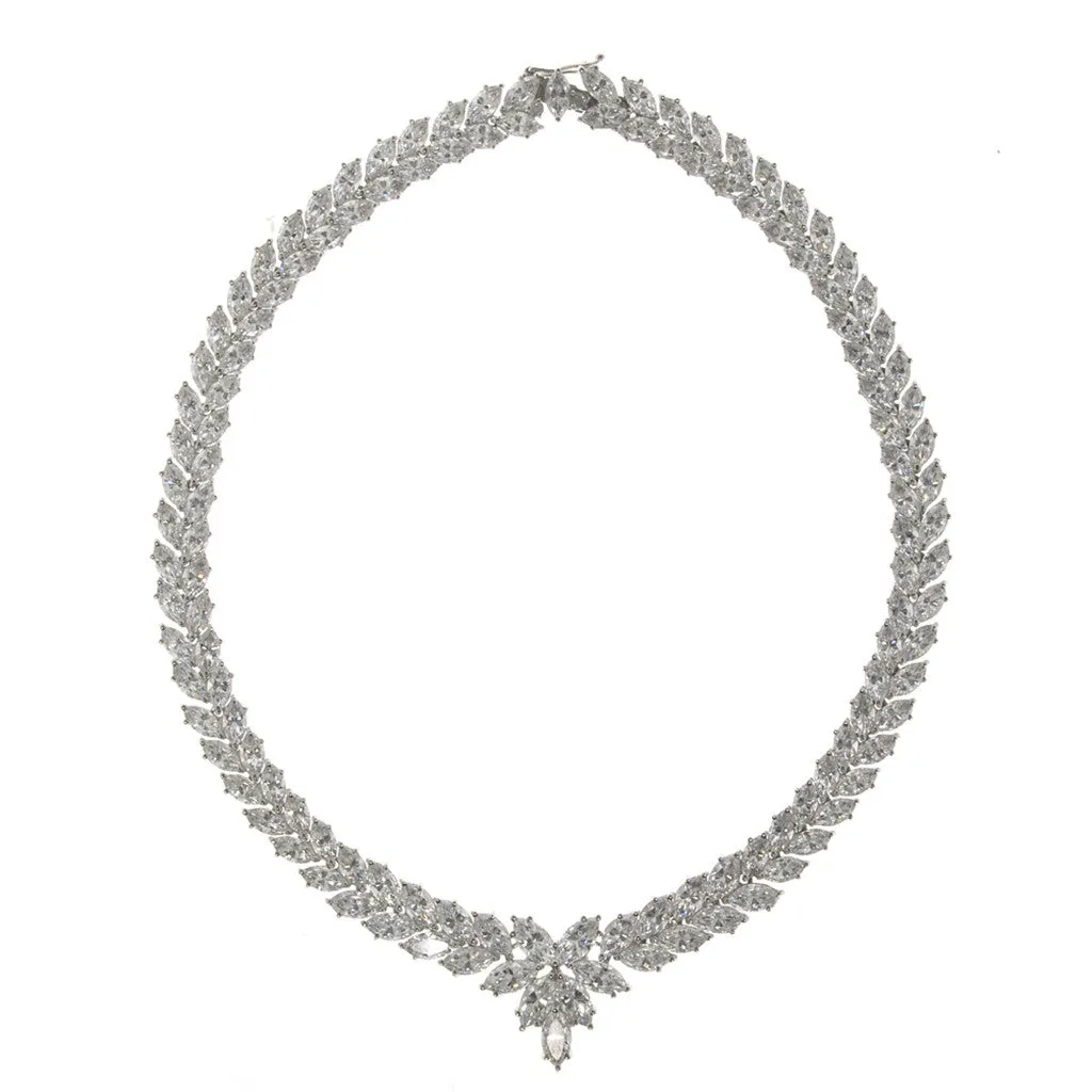 STERLING SILVER CZ MARQUIS 17' NECKLACE