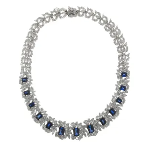 Sterling Silver Sapphire CZ Necklace