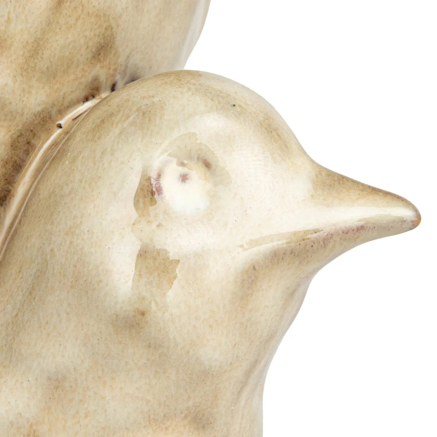 Stoneware Bird w/ Bowl, Cream Color