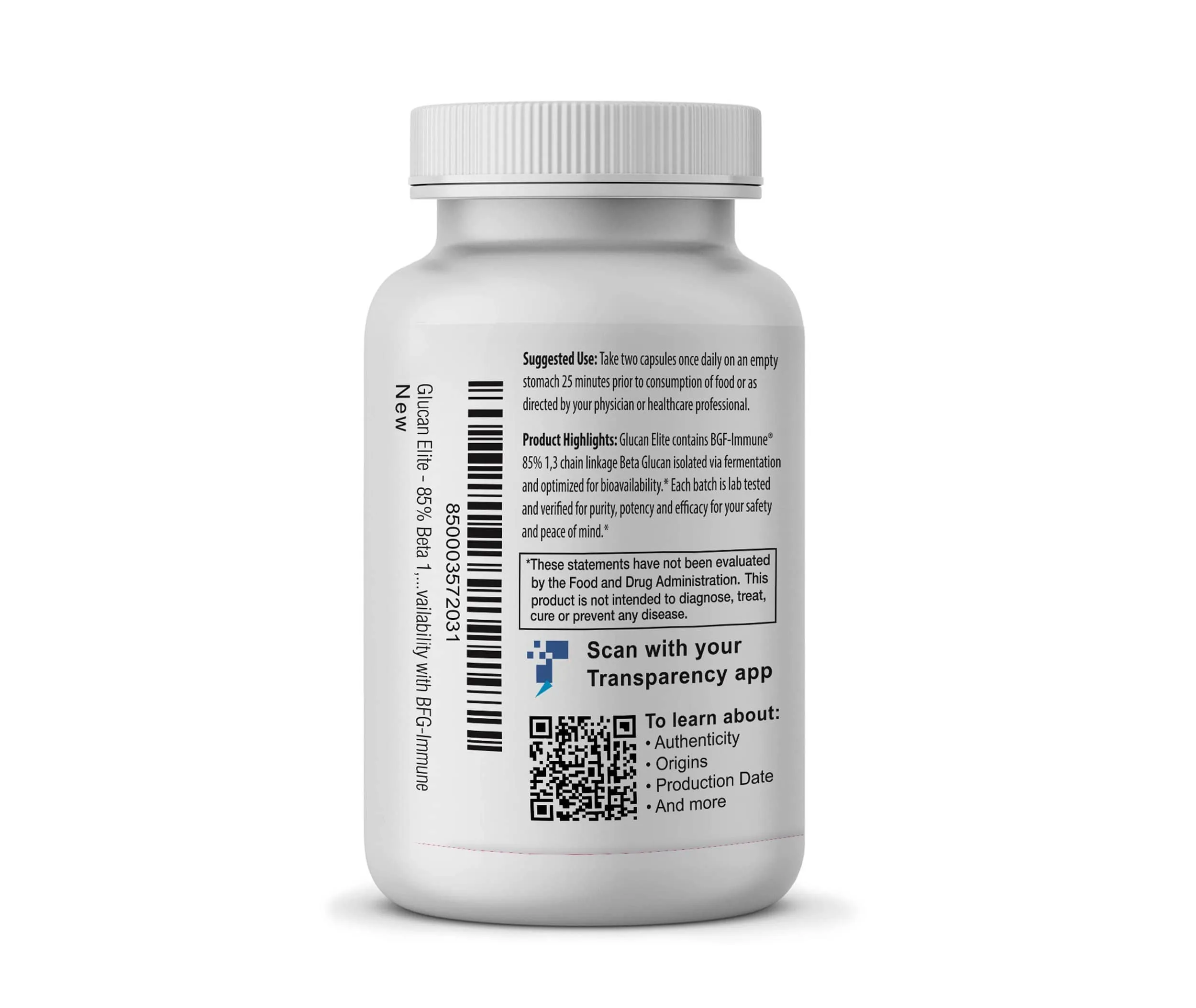 Subscribe & Save 10% - Monthly Auto Renew - 6 Pack of Glucan Elite - 1,3D Beta-Glucan 85%, 1,000mg per serving - 180 servings