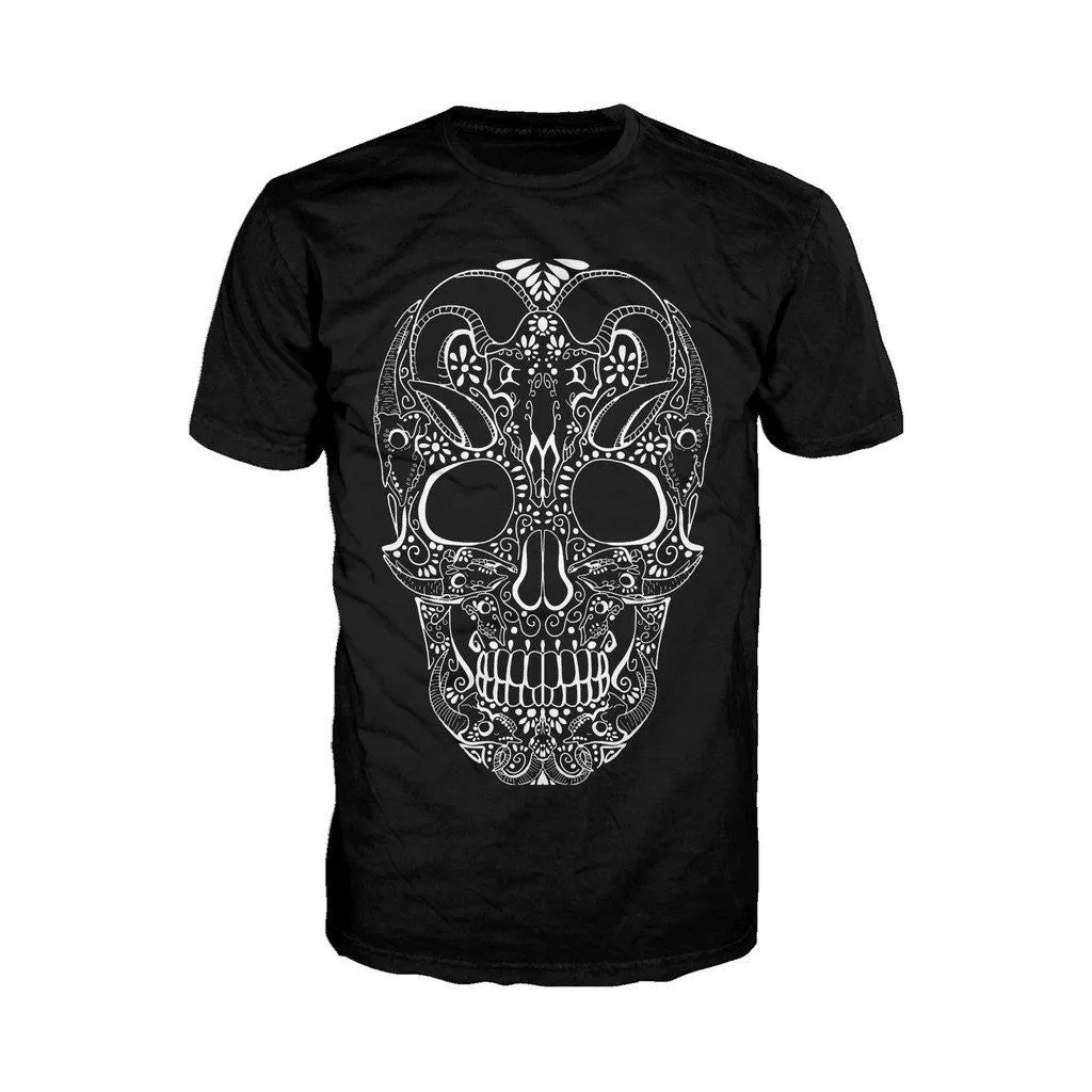 Sugar Skull Tattoo Skull Men's T-shirt (Black)