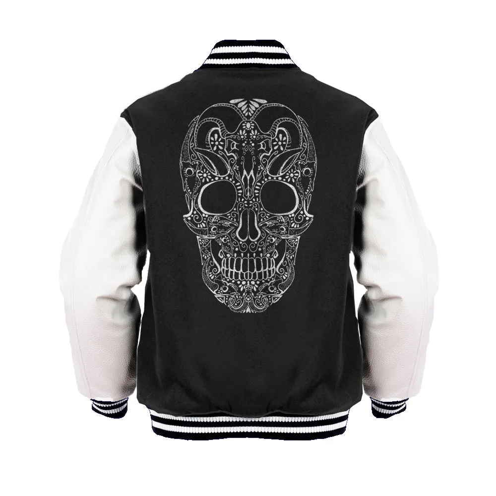 Sugar Skull Tattoo Skull Official Varsity Jacket (Black)