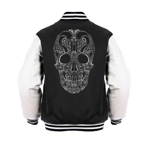 Sugar Skull Tattoo Skull Official Varsity Jacket (Black)