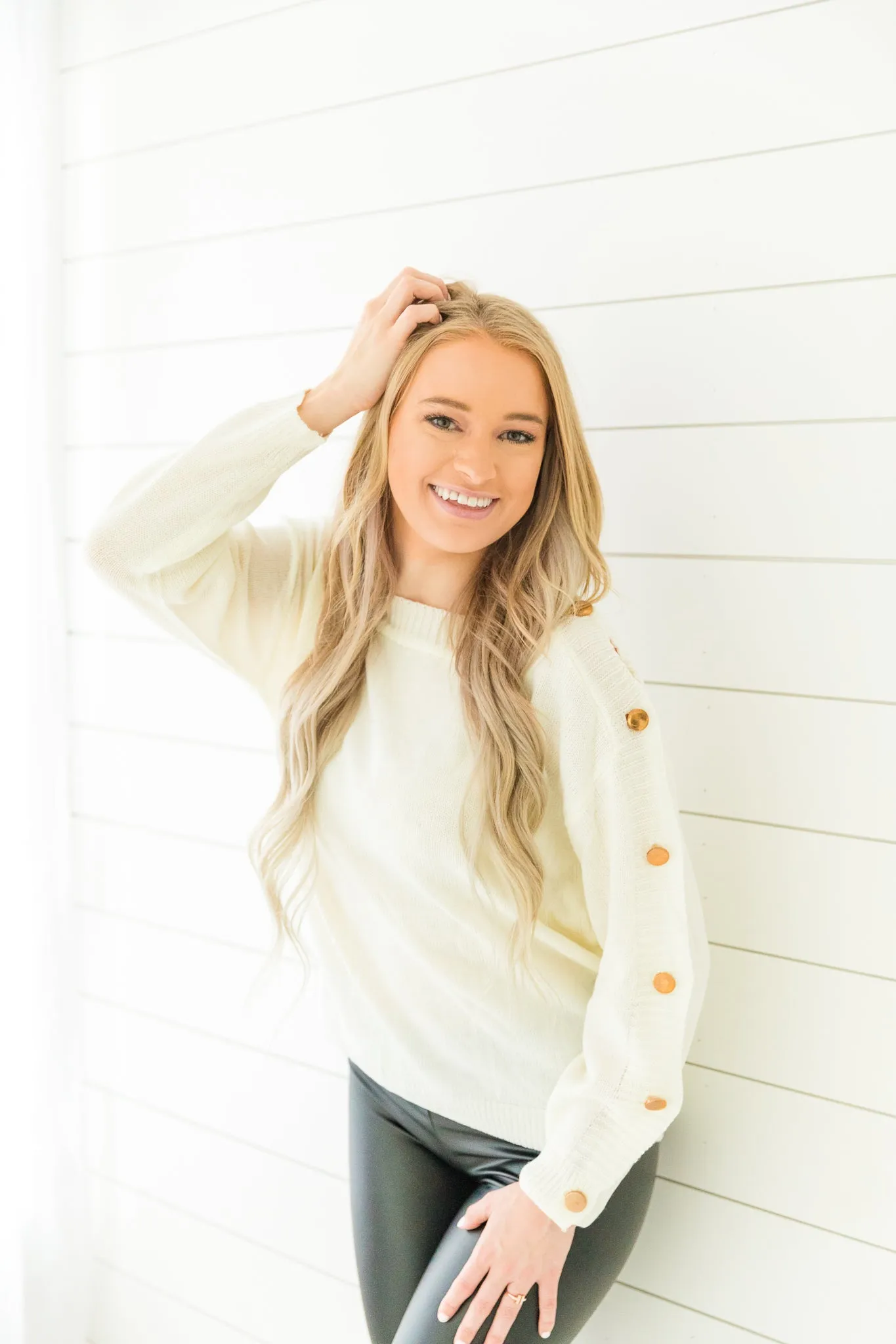 Sunlit Autumn Button Sleeve Sweater