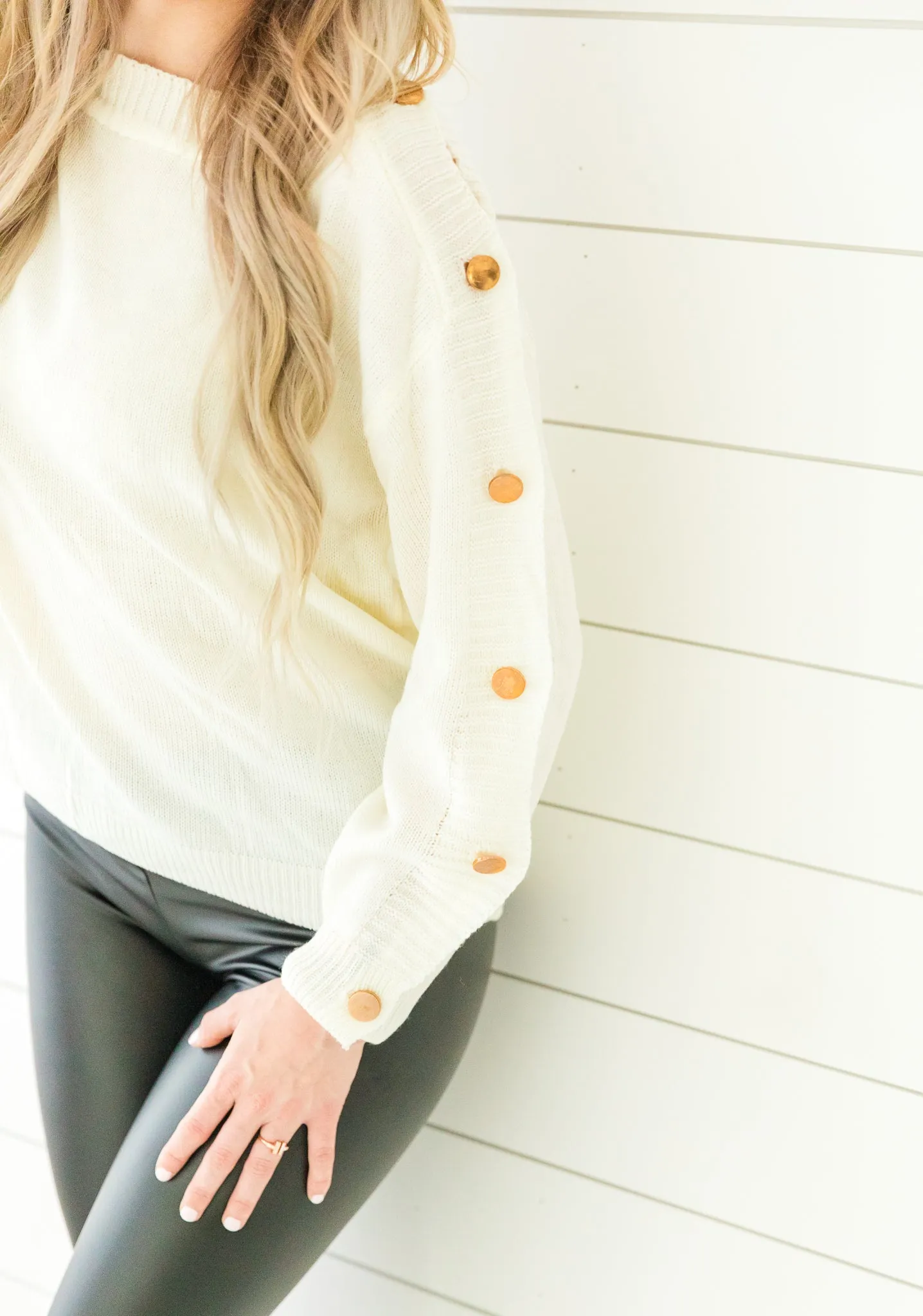 Sunlit Autumn Button Sleeve Sweater