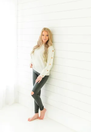 Sunlit Autumn Button Sleeve Sweater