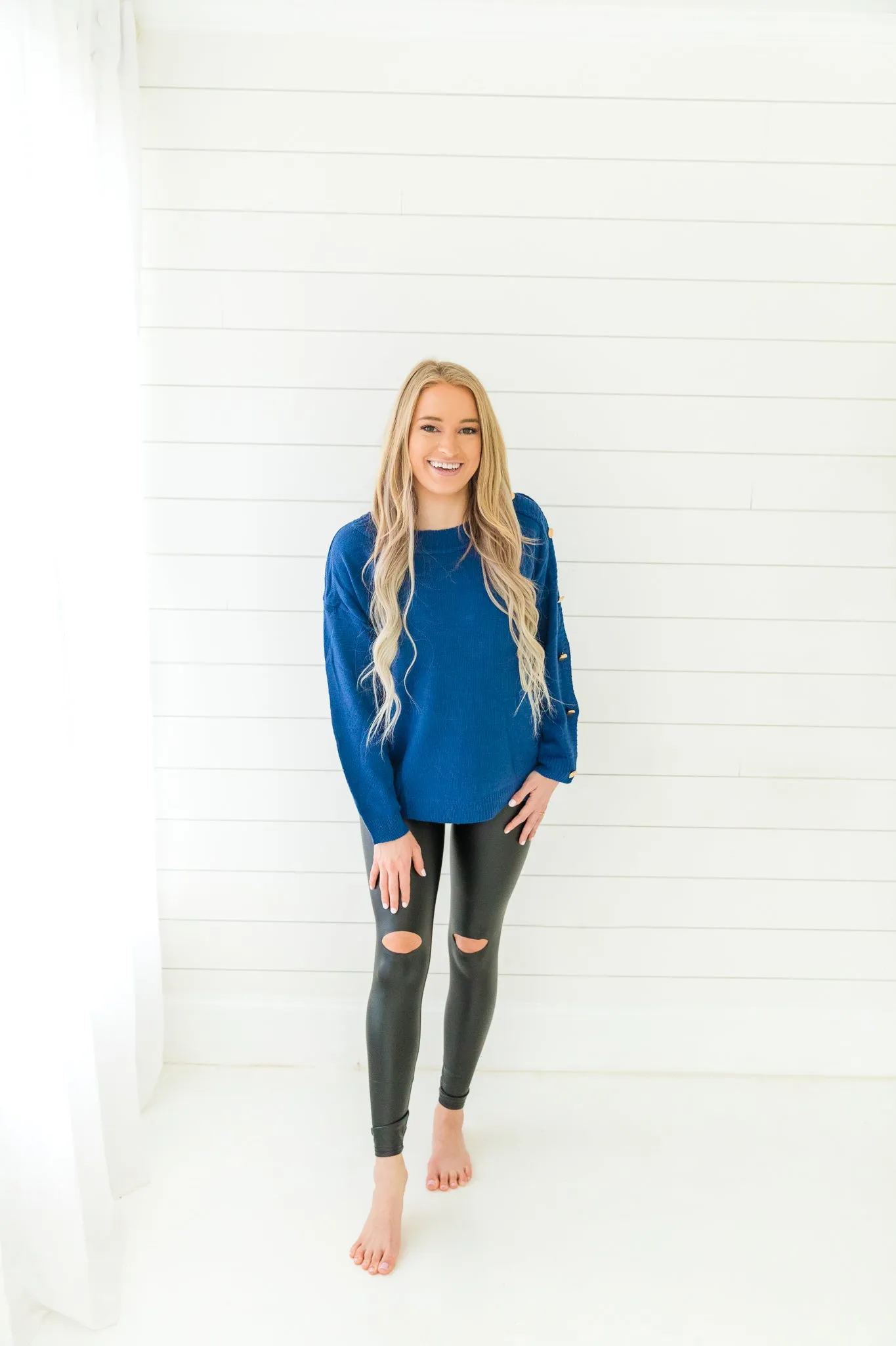 Sunlit Autumn Button Sleeve Sweater