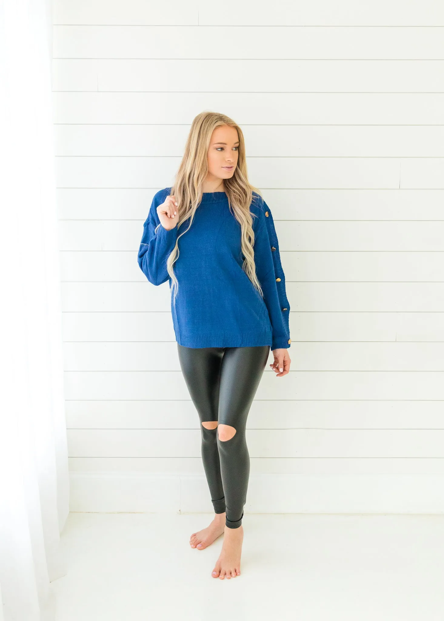 Sunlit Autumn Button Sleeve Sweater