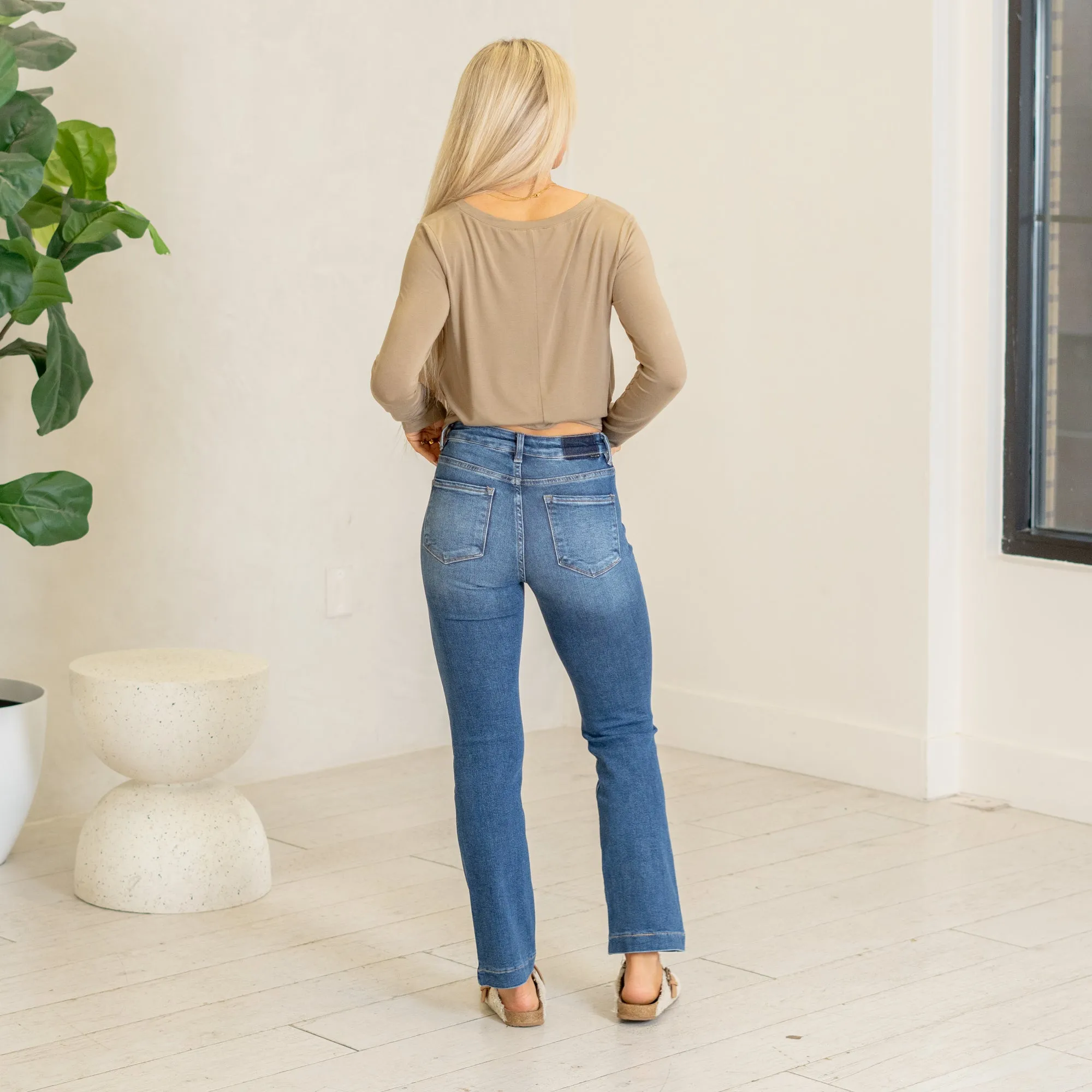 Sunlit Blues High Rise Ankle Boot Cut