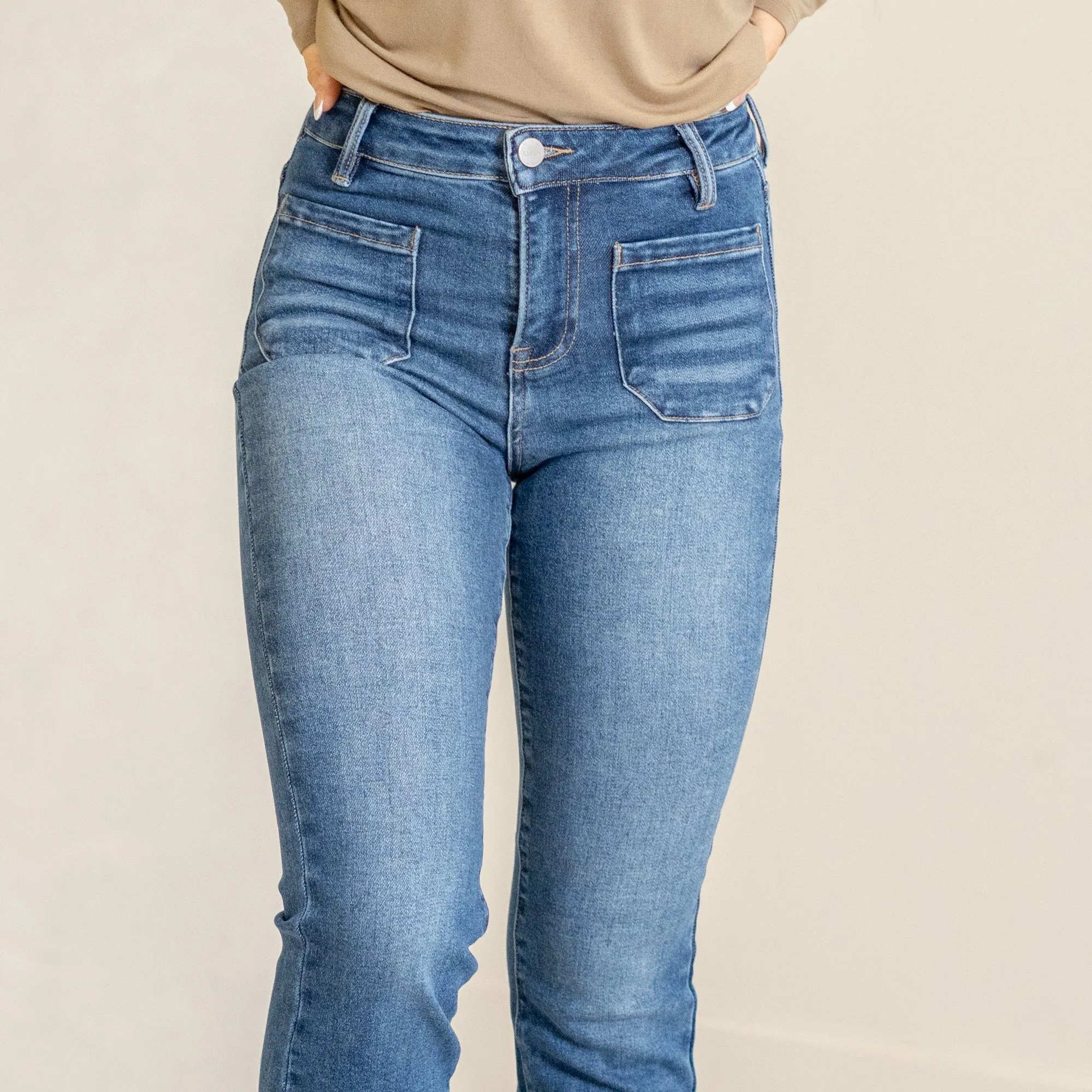 Sunlit Blues High Rise Ankle Boot Cut