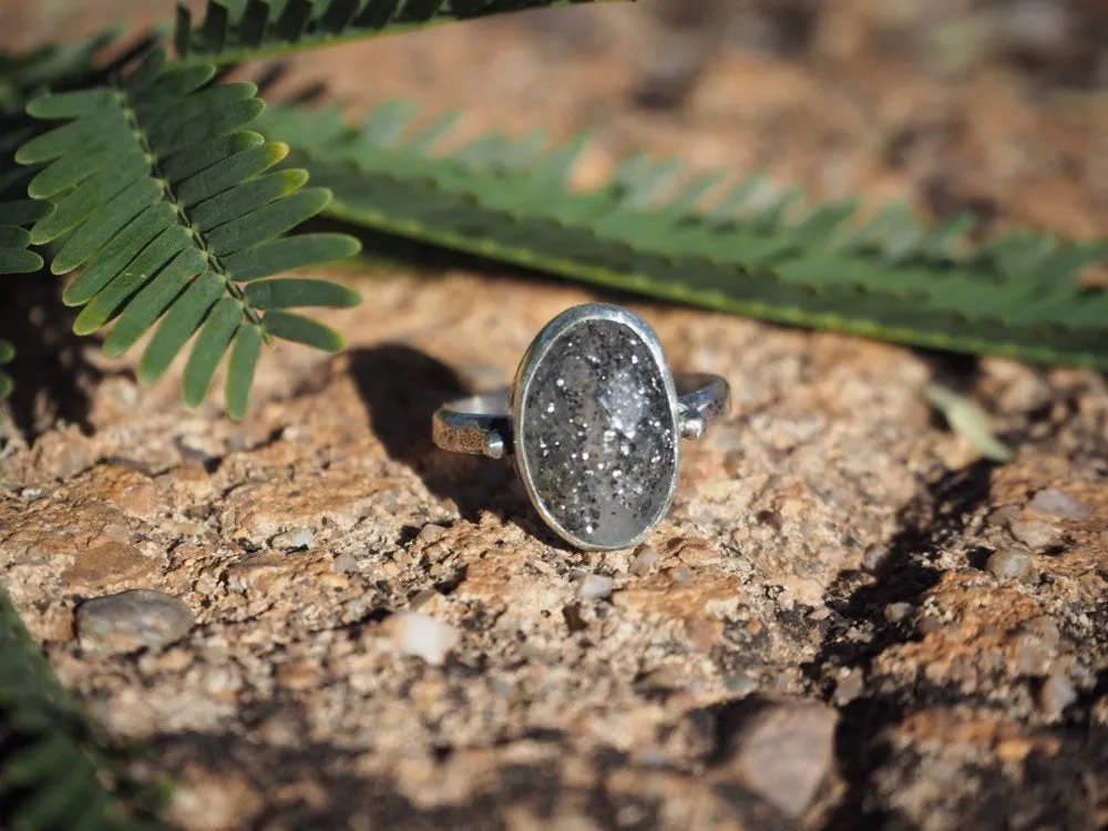 Sunlit Moon Ring - Size 6.5 - Midnight Quartz