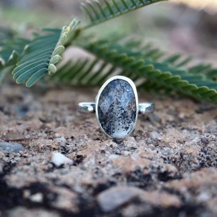 Sunlit Moon Ring - Size 6.5 - Midnight Quartz