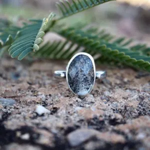 Sunlit Moon Ring - Size 6.5 - Midnight Quartz
