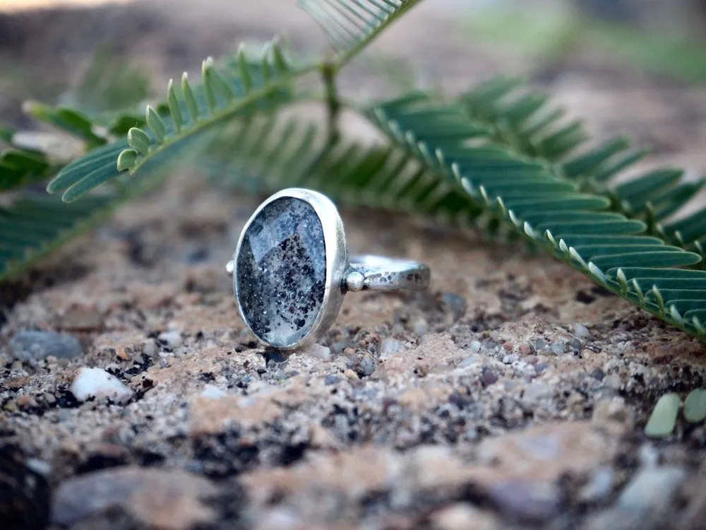 Sunlit Moon Ring - Size 6.5 - Midnight Quartz