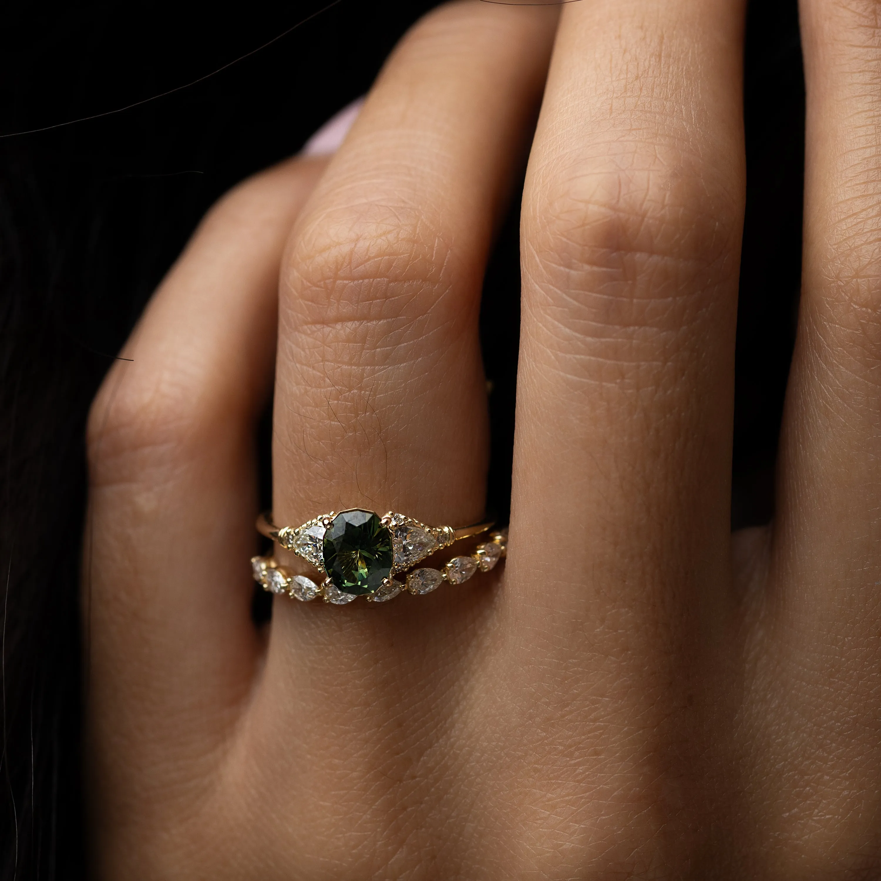 Sunlit Ring, 1.07ct. Green Thai Sapphire