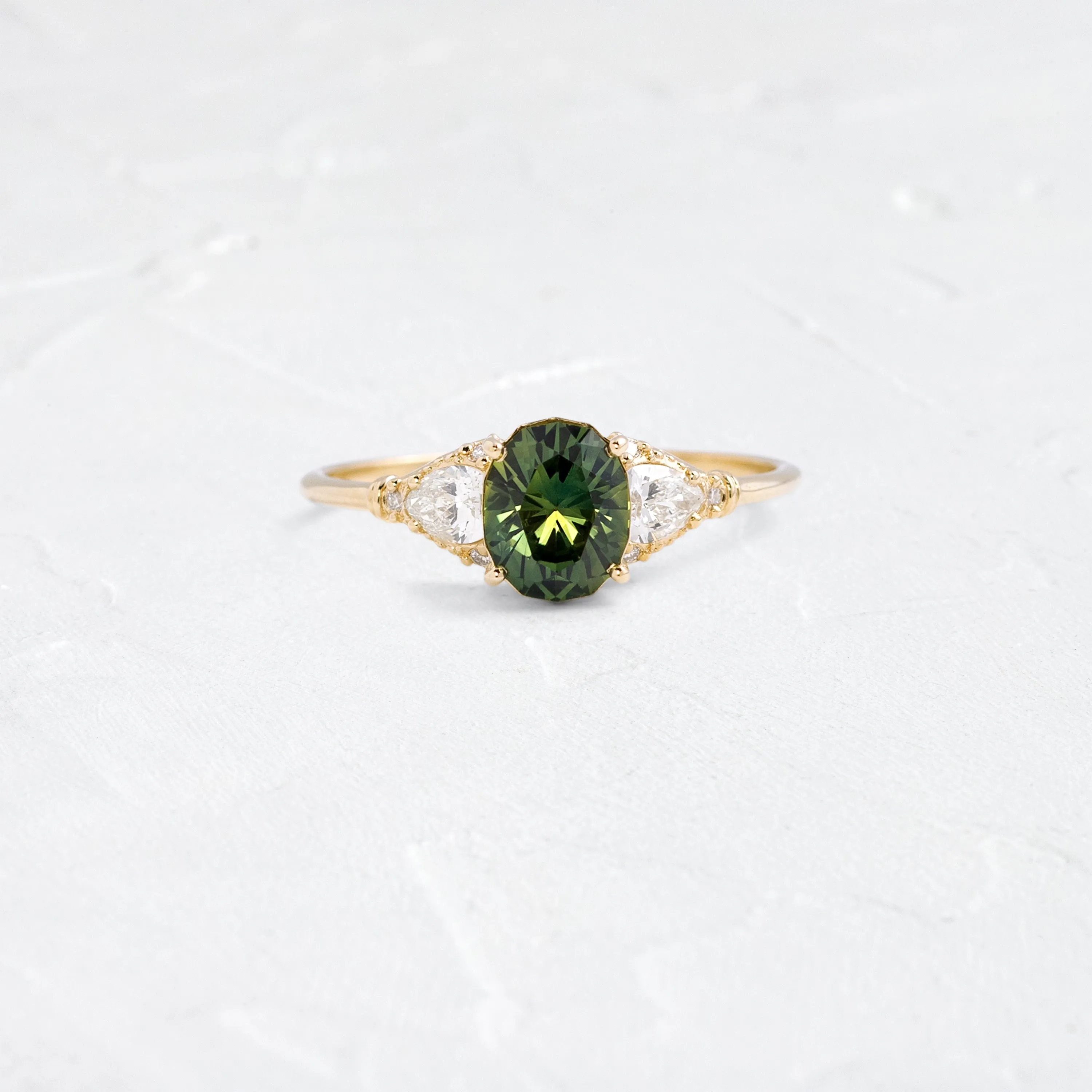 Sunlit Ring, 1.07ct. Green Thai Sapphire