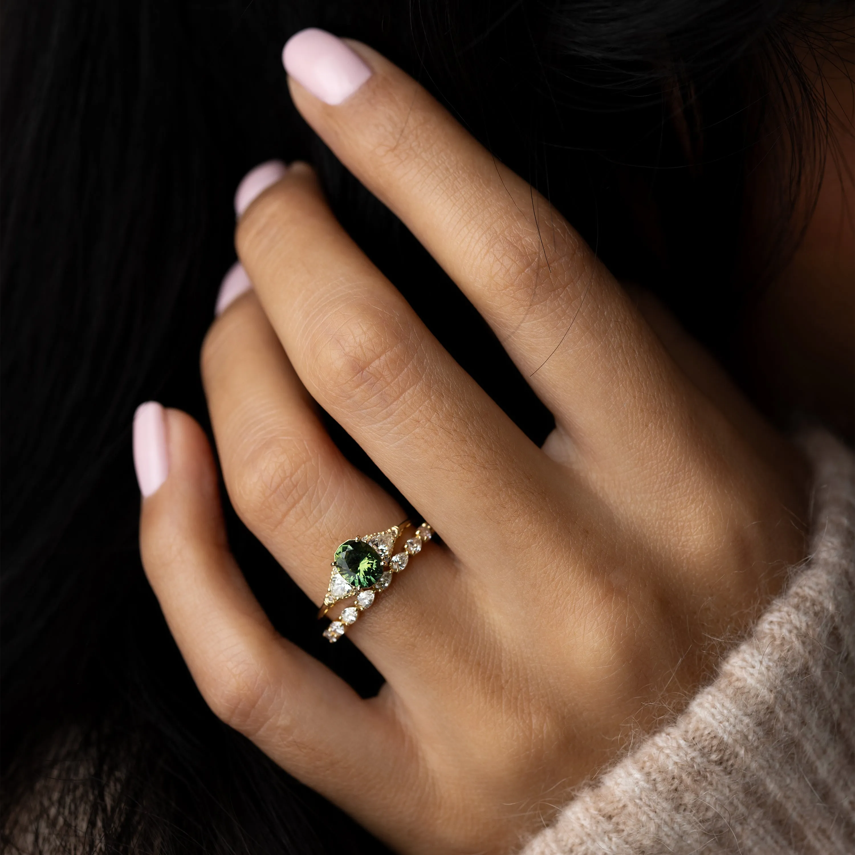 Sunlit Ring, 1.07ct. Green Thai Sapphire