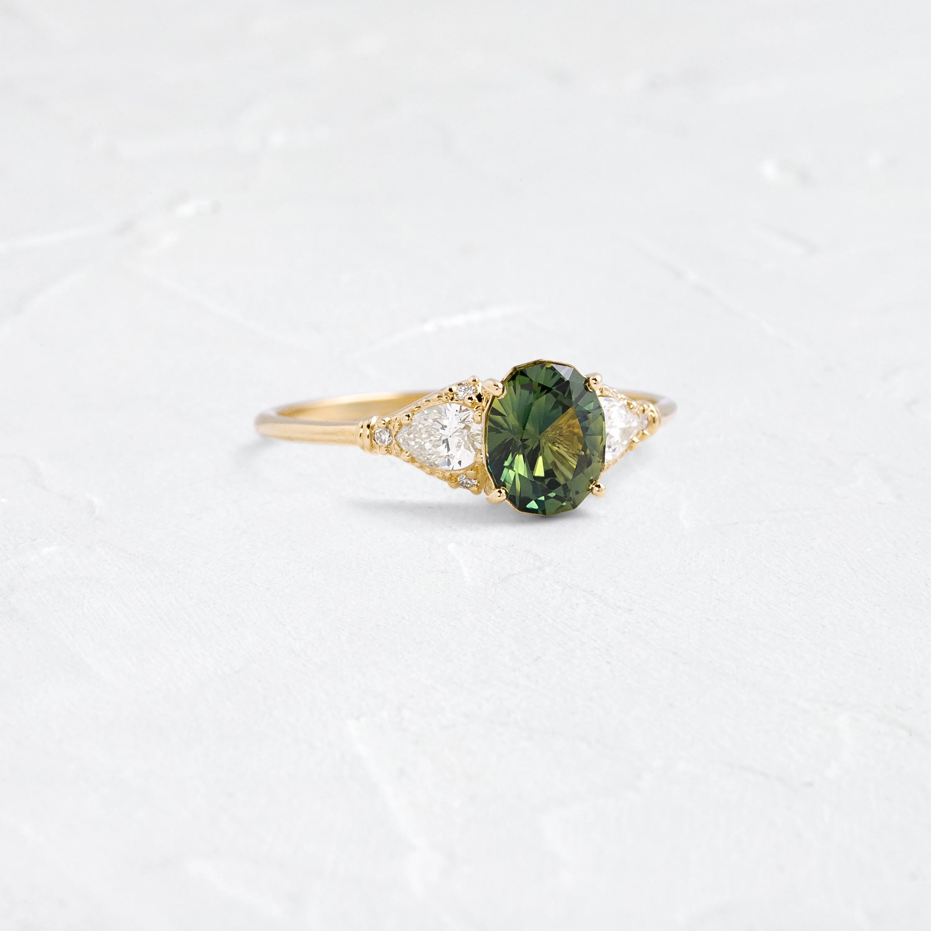 Sunlit Ring, 1.07ct. Green Thai Sapphire