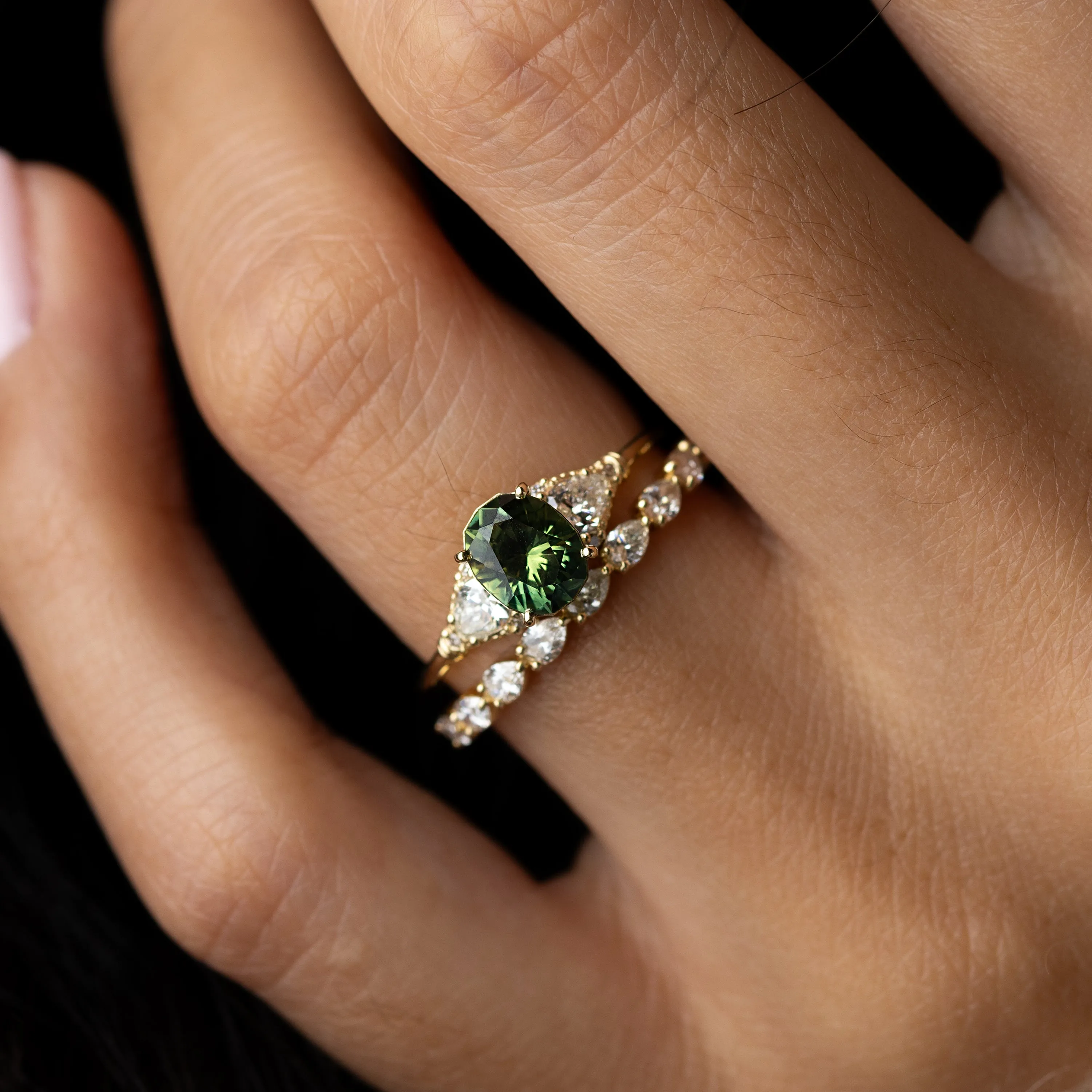 Sunlit Ring, 1.07ct. Green Thai Sapphire