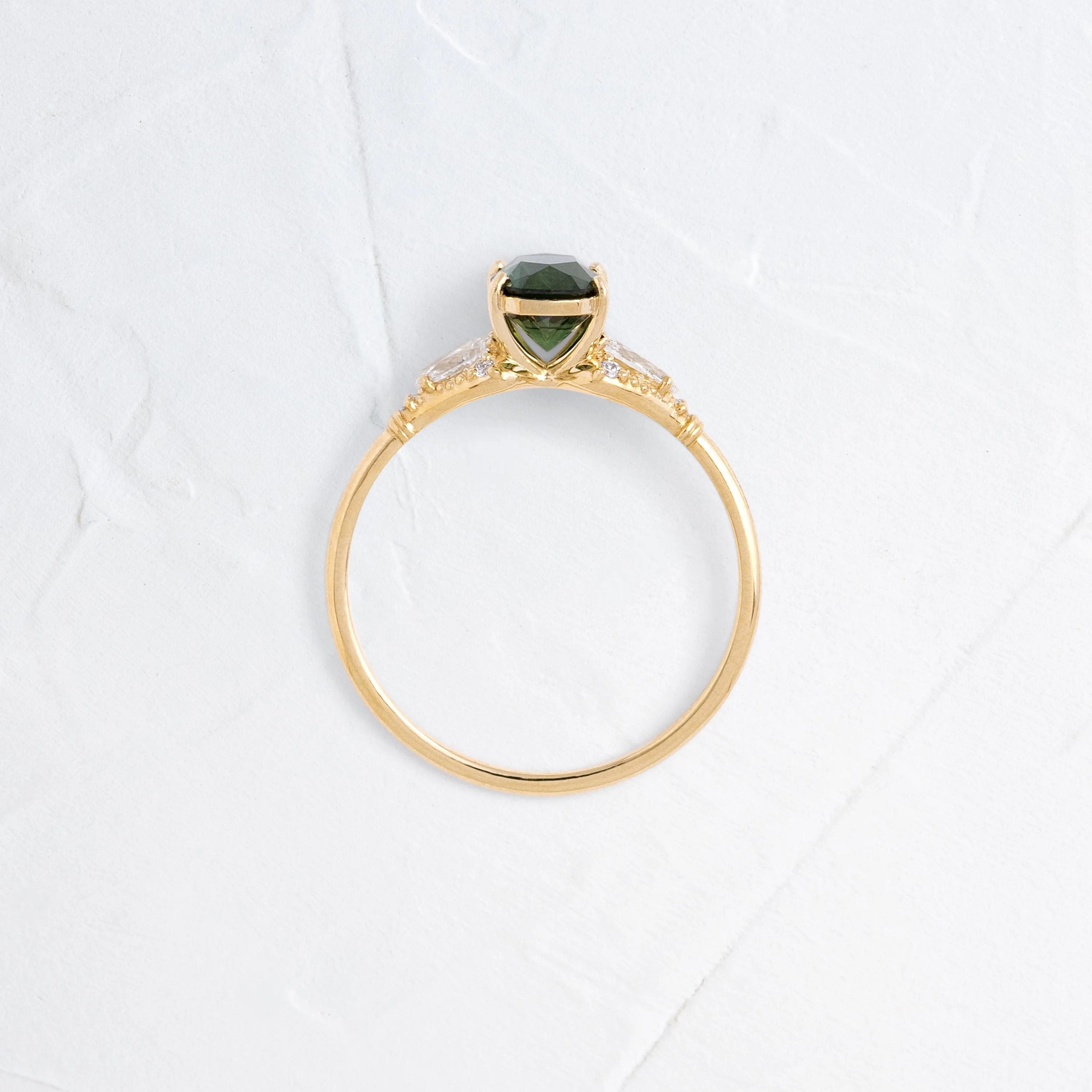 Sunlit Ring, 1.10ct. Green-Blue Thai Sapphire