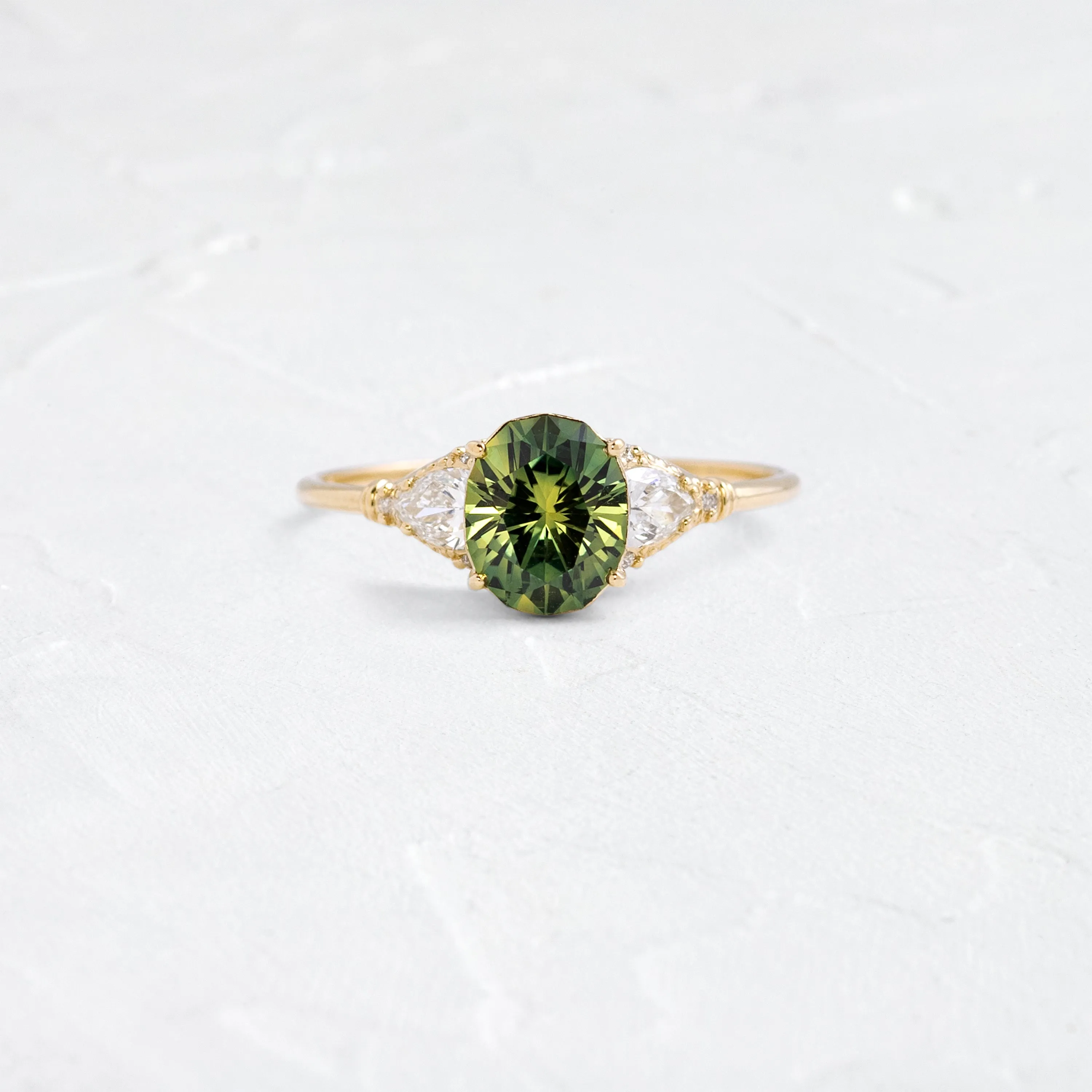 Sunlit Ring, 1.52ct. Green Australian Sapphire