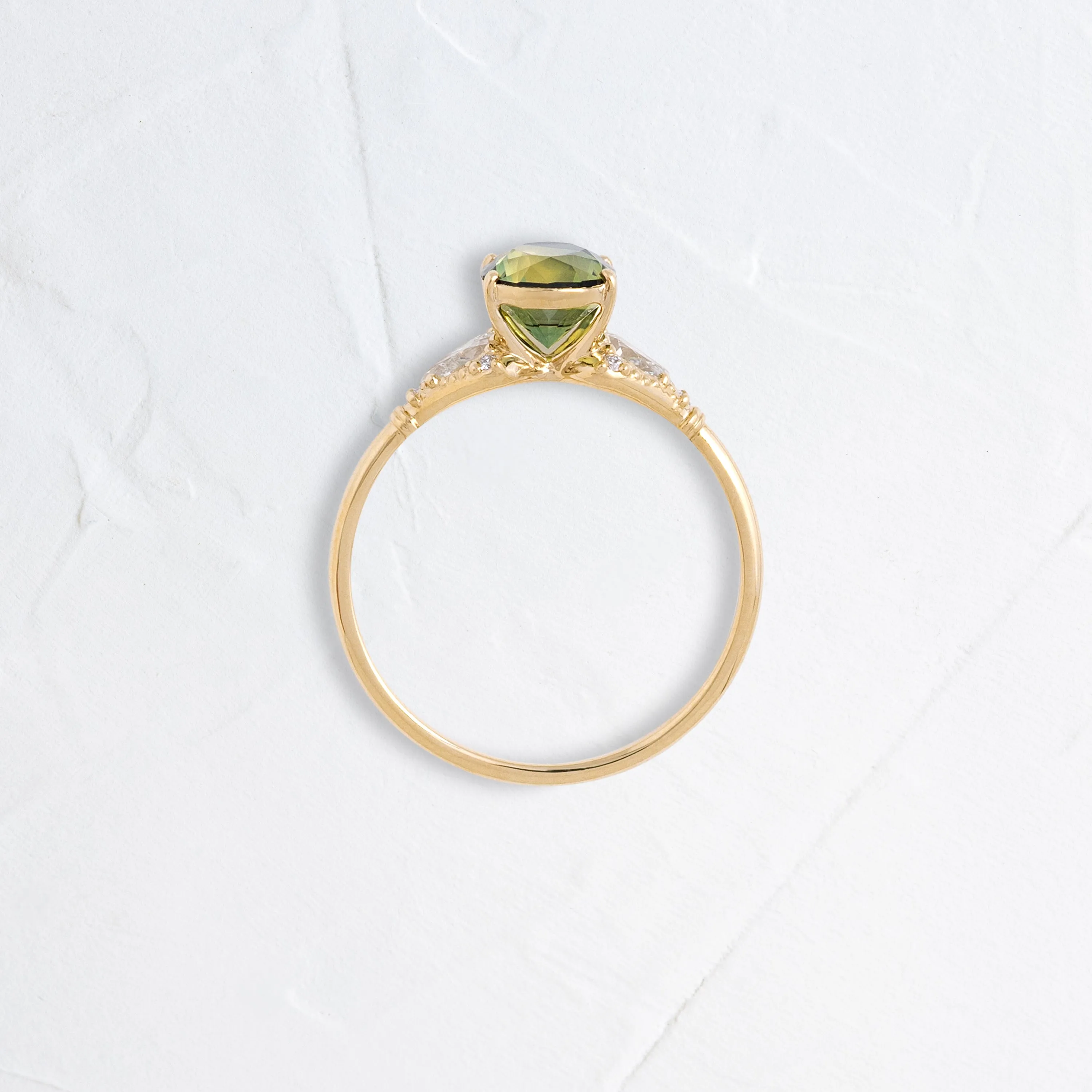Sunlit Ring, 1.52ct. Green Australian Sapphire