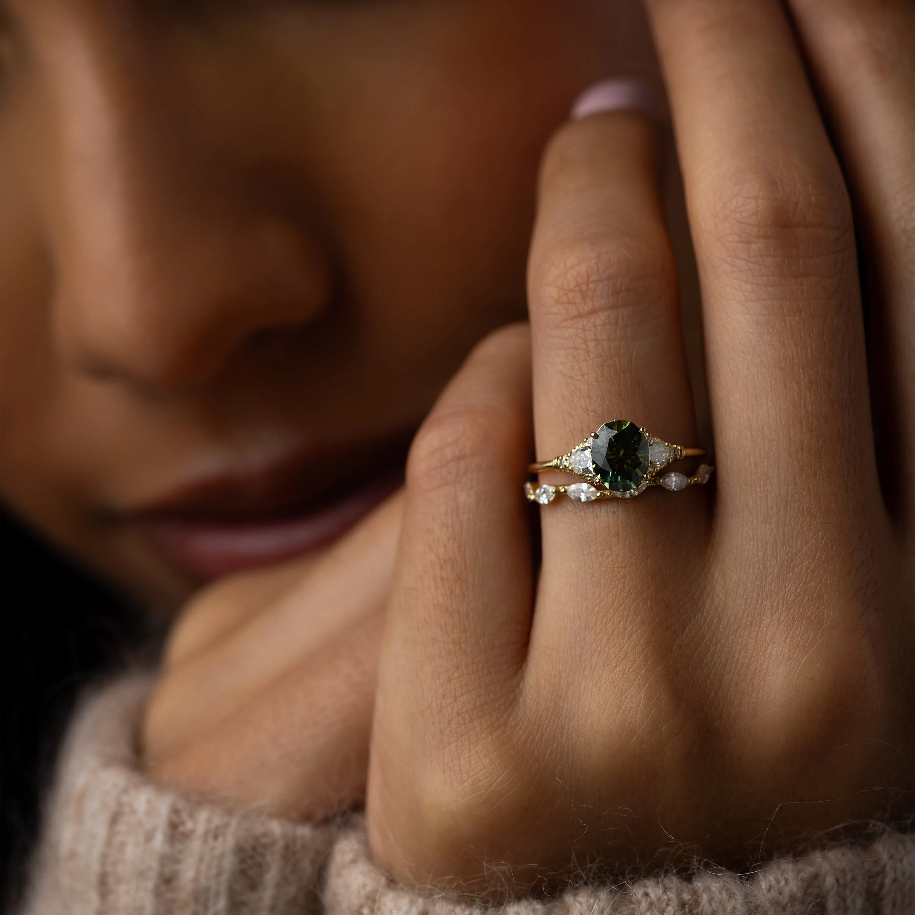 Sunlit Ring, 1.52ct. Green Australian Sapphire