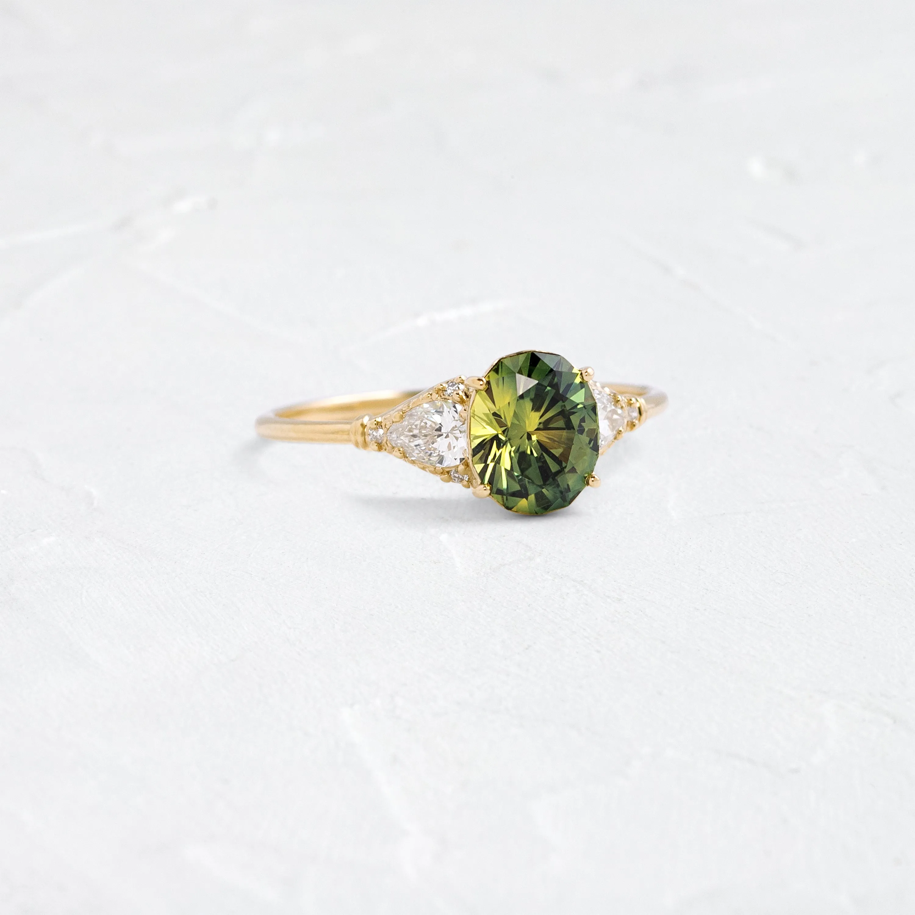 Sunlit Ring, 1.52ct. Green Australian Sapphire