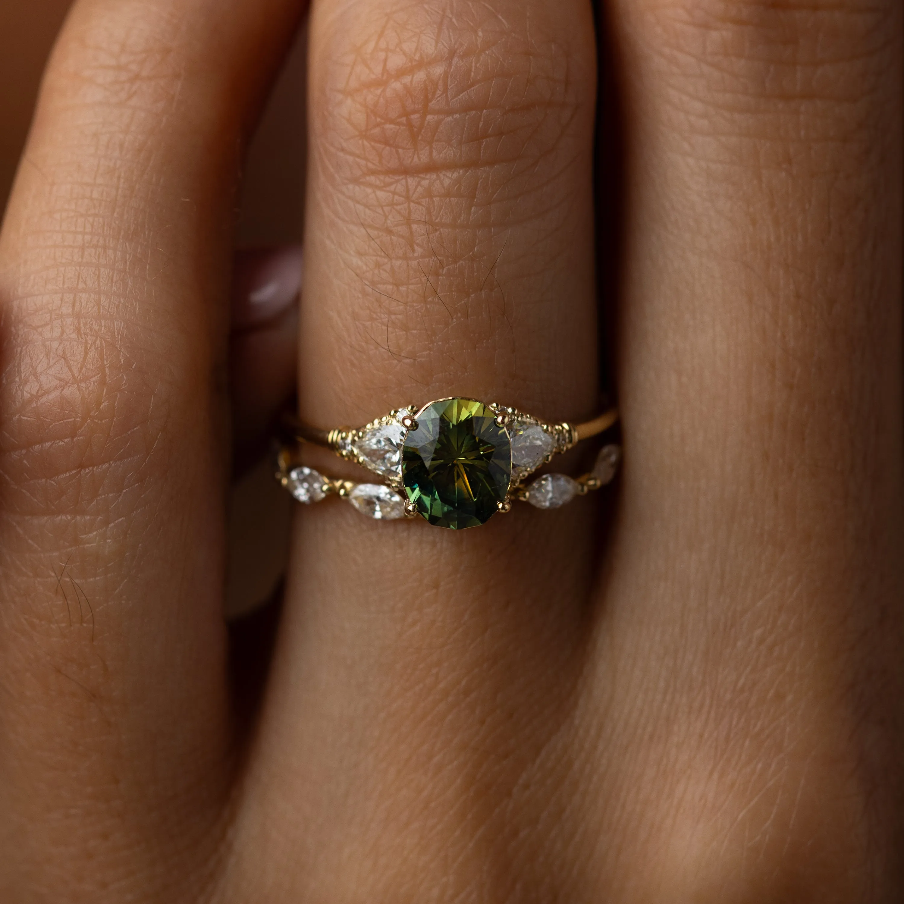 Sunlit Ring, 1.52ct. Green Australian Sapphire